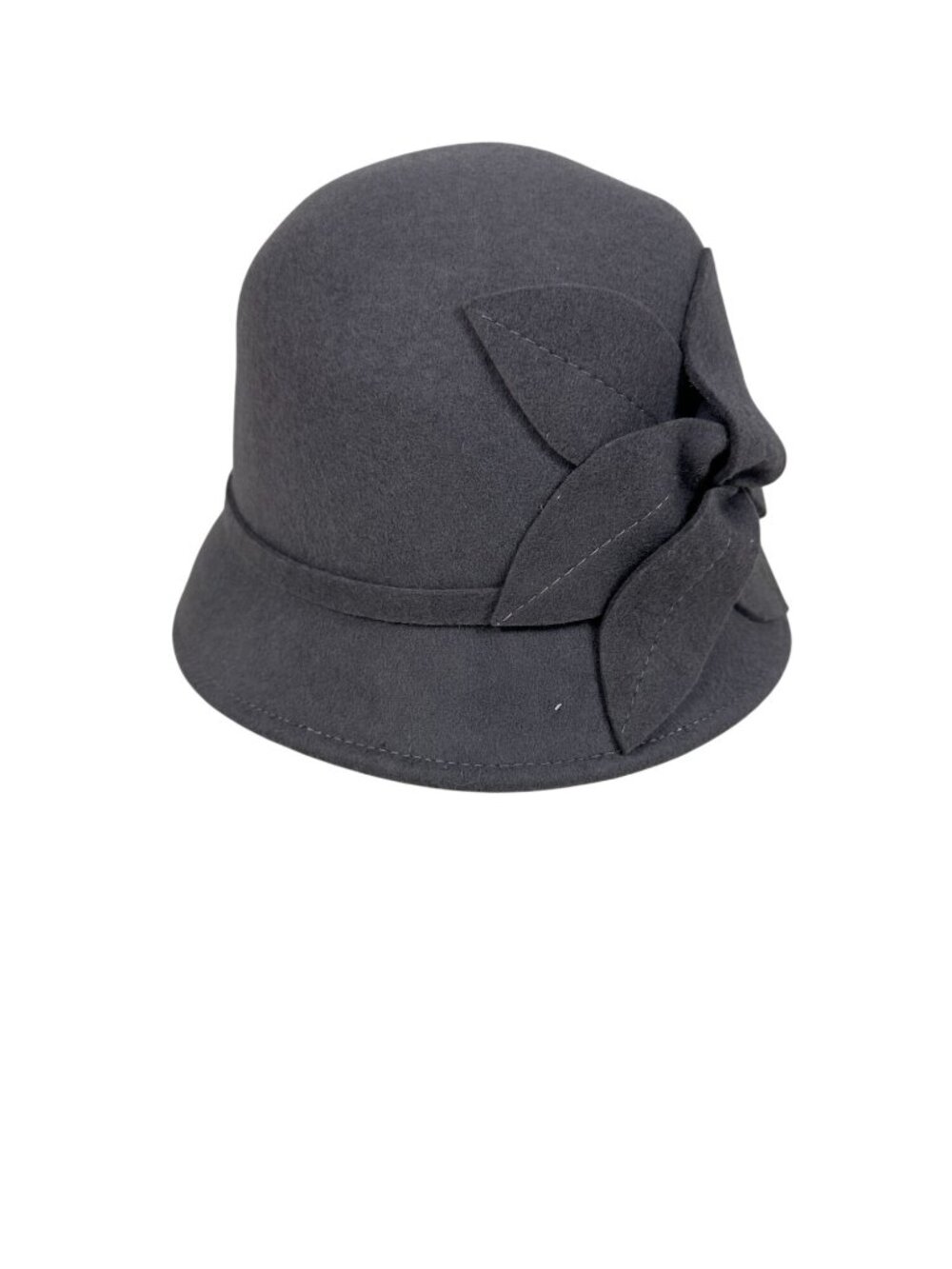 Nine West Womens Black Wool Cloche Hat With Bow Accent